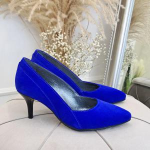 Туфлі човники в замші кольору електрик